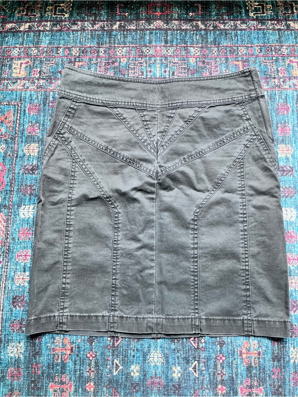 Club Monaco Dark Gray Panel-Stitch Pencil Skirt